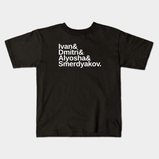 Fyodor Dostoevsky The Brothers Karamazov & List in White Kids T-Shirt